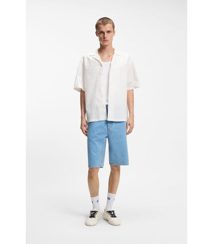 Hugo Printed Relaxed Fit Shirt In Cotton Poplin White