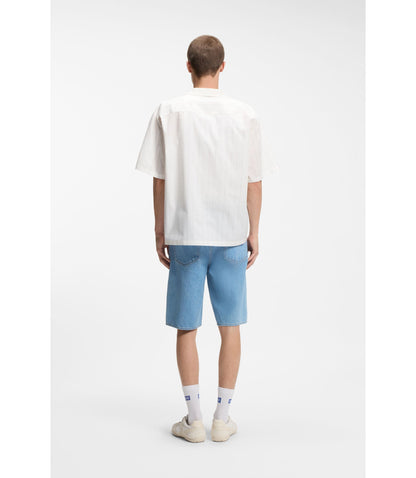 Hugo Printed Relaxed Fit Shirt In Cotton Poplin White
