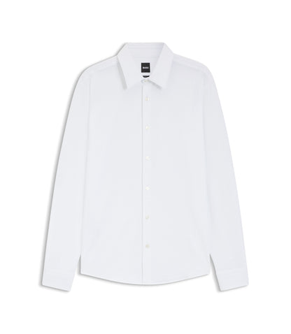 Boss Slim Fit Shirt In Italian Performance Stretch Seersucker White
