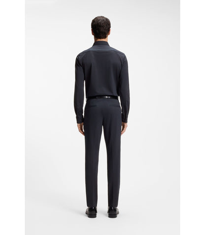 Boss Slim Fit Shirt In Italian Performance Stretch Seersucker Dark Blue