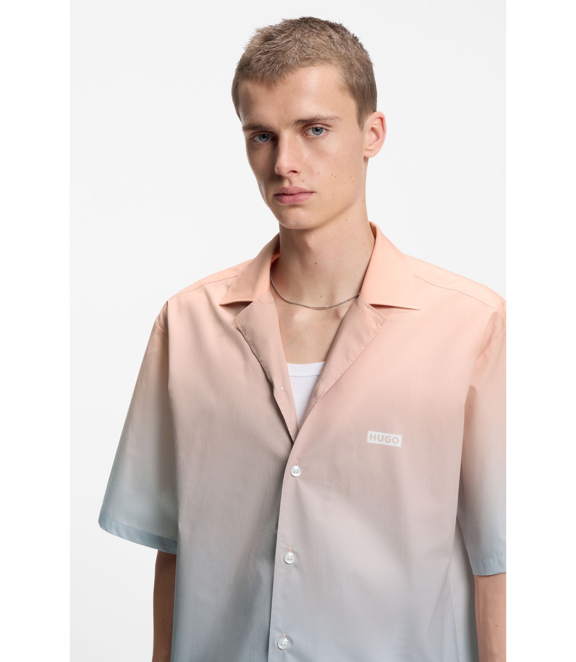 Hugo Relaxed Fit Shirt With Gradient Print Light Orange