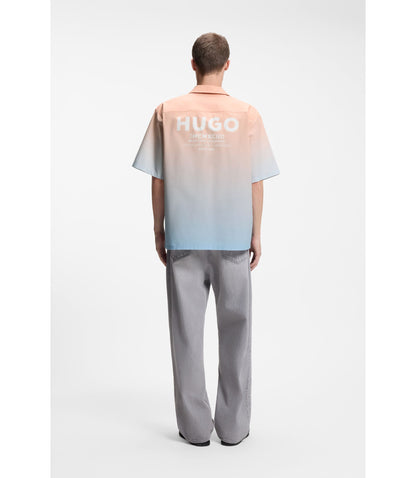 Hugo Relaxed Fit Shirt With Gradient Print Light Orange