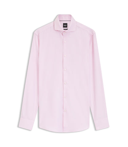 Boss Slim Fit Shirt In Structured Wrinkle Free Cotton Light Pink