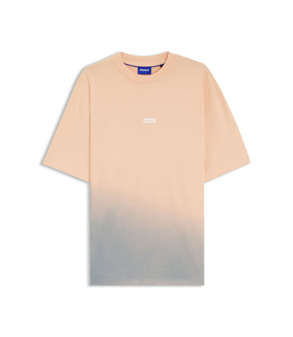 Hugo Dip Dyed Logo T Shirt In Cotton Jersey Light Orange