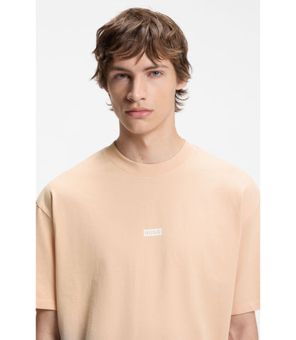 Hugo Dip Dyed Logo T Shirt In Cotton Jersey Light Orange