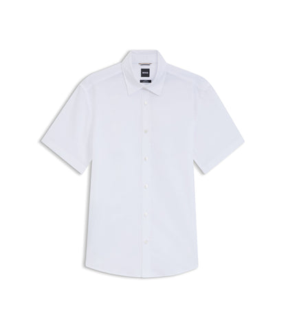 Boss Slim Fit Shirt In Stretch Linen White