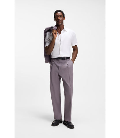 Boss Slim Fit Shirt In Stretch Linen White
