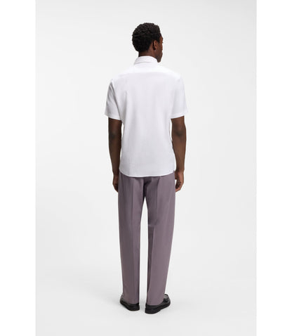 Boss Slim Fit Shirt In Stretch Linen White