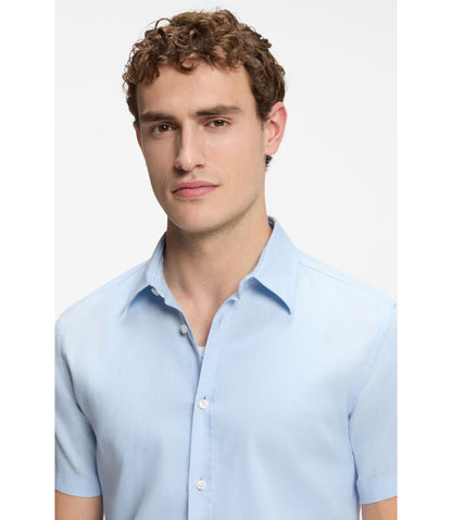 Boss Slim Fit Shirt In Stretch Linen Light Blue