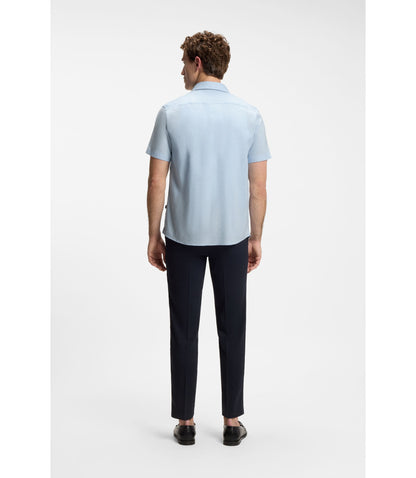 Boss Slim Fit Shirt In Stretch Linen Light Blue