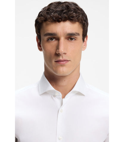 Boss Regular Fit Shirt In Structured Italian Cotton White