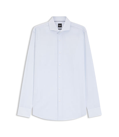 Boss Printed Slim Fit Shirt In Wrinkle Free Cotton Twill Light Blue