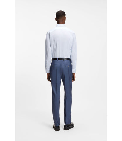 Boss Printed Slim Fit Shirt In Wrinkle Free Cotton Twill Light Blue