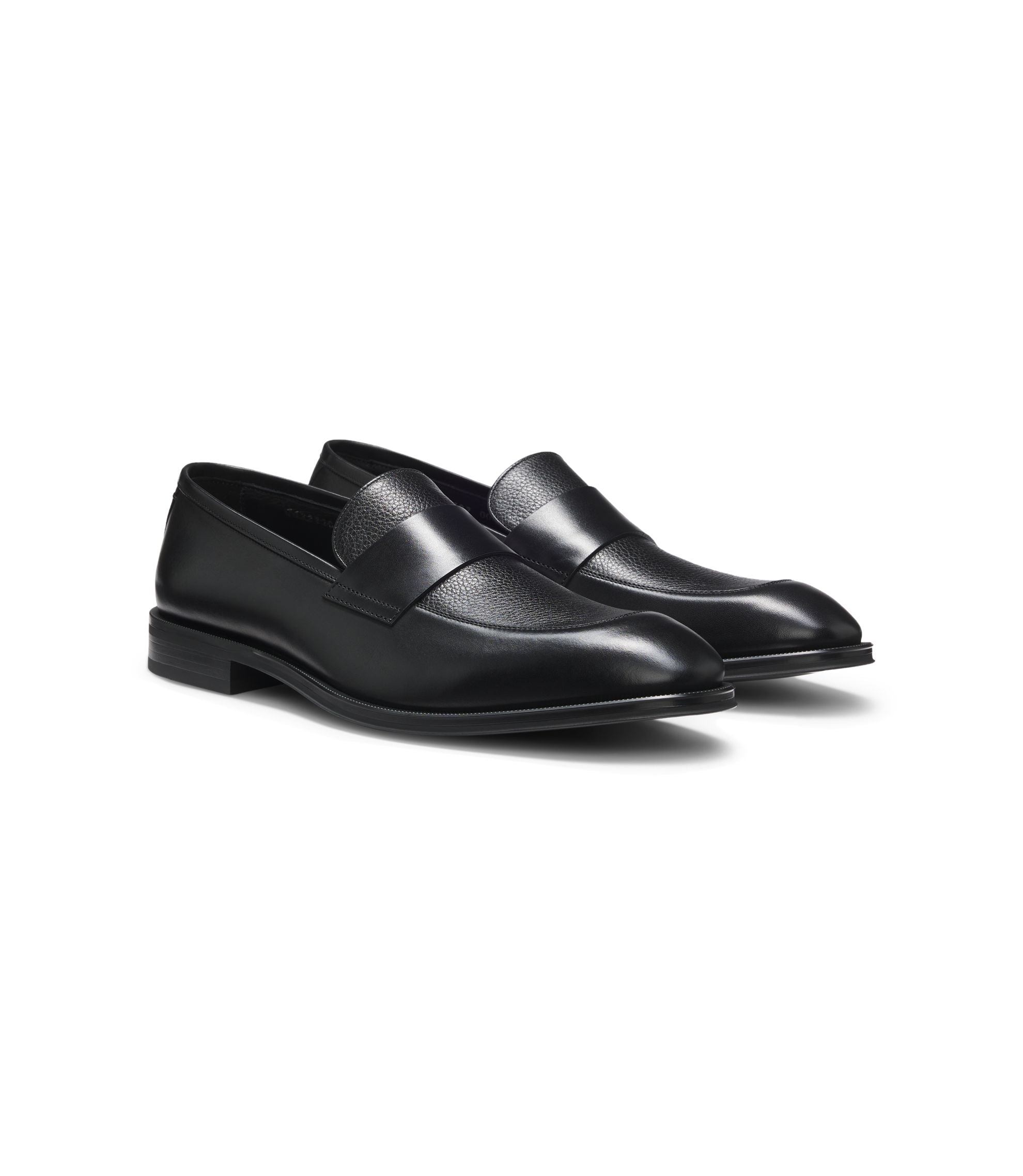 Boss Leather Loafers With Plain Penny Trim Black Black