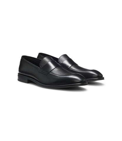 Boss Leather Loafers With Plain Penny Trim Black Black
