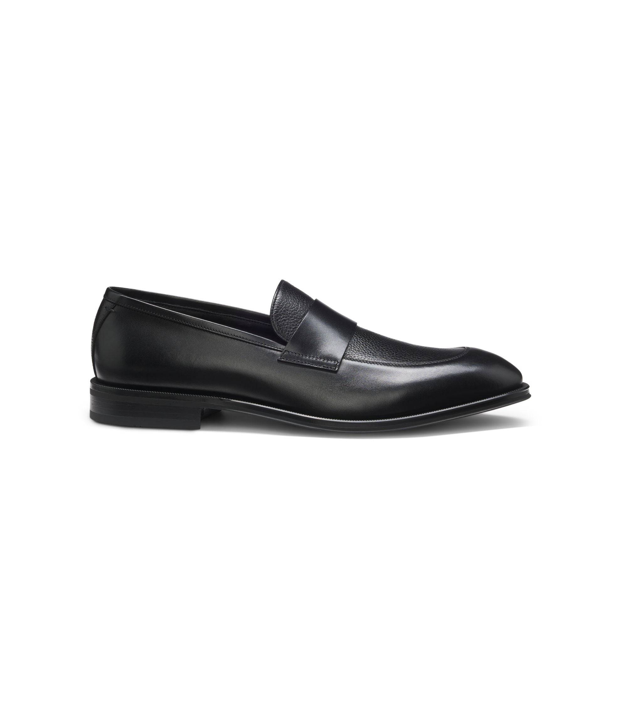 Boss Leather Loafers With Plain Penny Trim Black Black