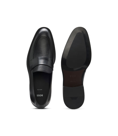 Boss Leather Loafers With Plain Penny Trim Black Black
