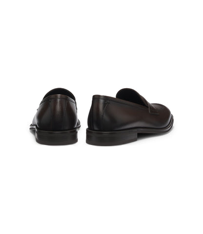 Boss Leather Loafers With Plain Penny Trim Dark Brown Dark Brown