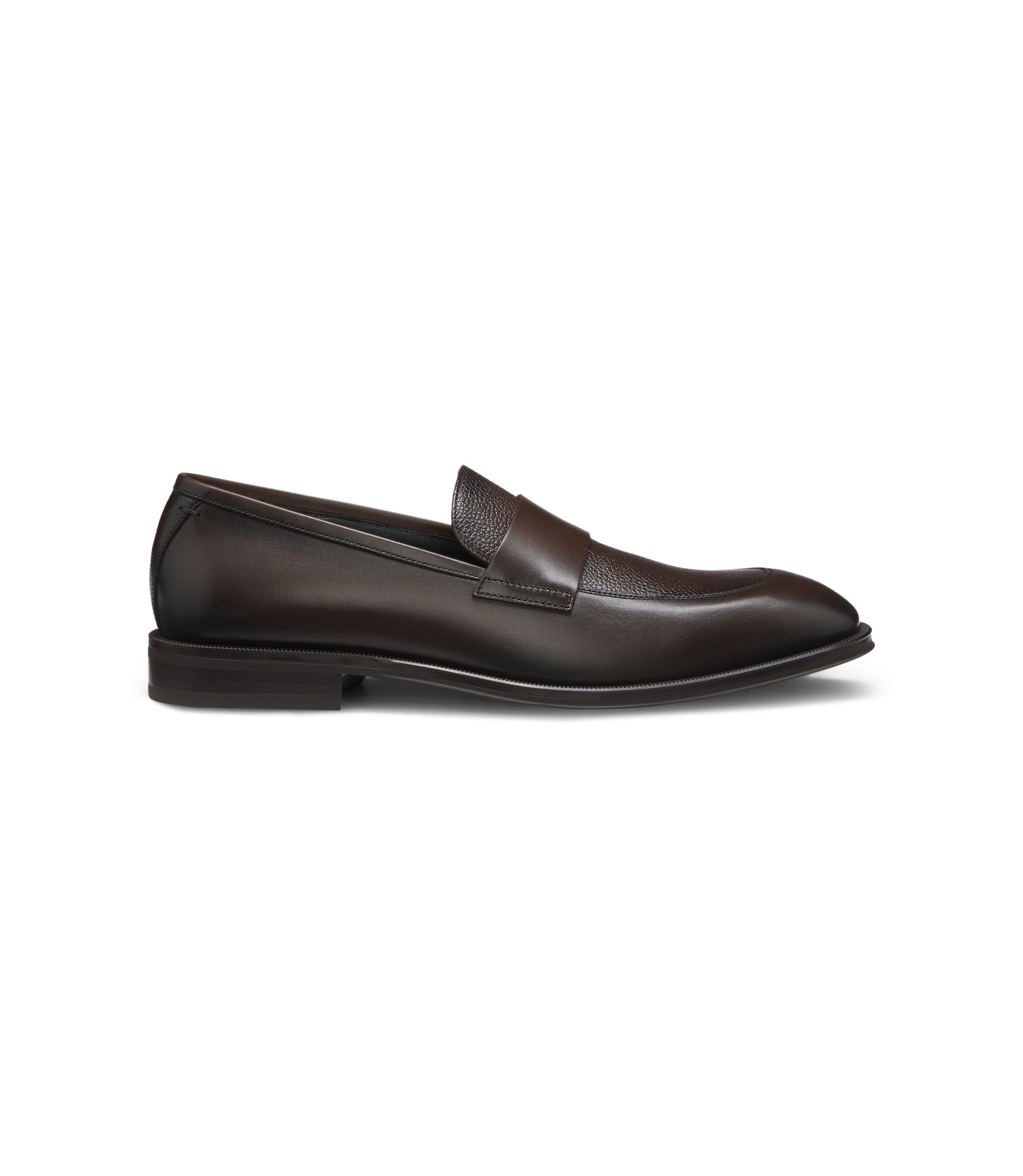Boss Leather Loafers With Plain Penny Trim Dark Brown Dark Brown