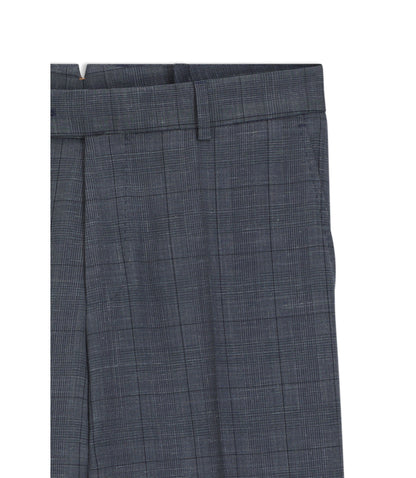 Boss Slim Fit Trousers In Virgin Wool Silk And Linen Dark Blue