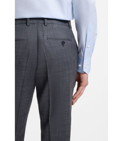 Boss Slim Fit Trousers In Virgin Wool Silk And Linen Dark Blue