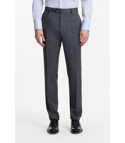 Boss Slim Fit Trousers In Virgin Wool Silk And Linen Dark Blue