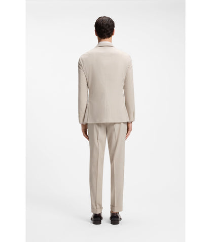 Boss Slim Fit Jacket In Wool Blend Seersucker Beige