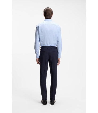 Boss Checked Slim Fit Shirt In Performance Stretch Fabric Light Blue
