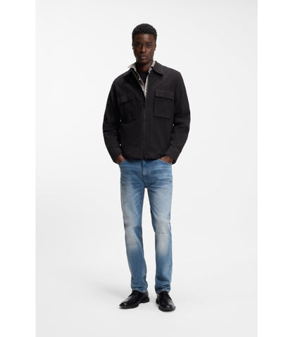 Hugo Oversized Fit Shirt In Stretch Cotton Seersucker Black