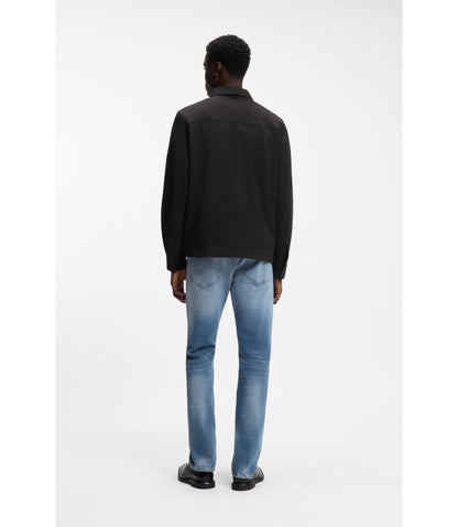 Hugo Oversized Fit Shirt In Stretch Cotton Seersucker Black