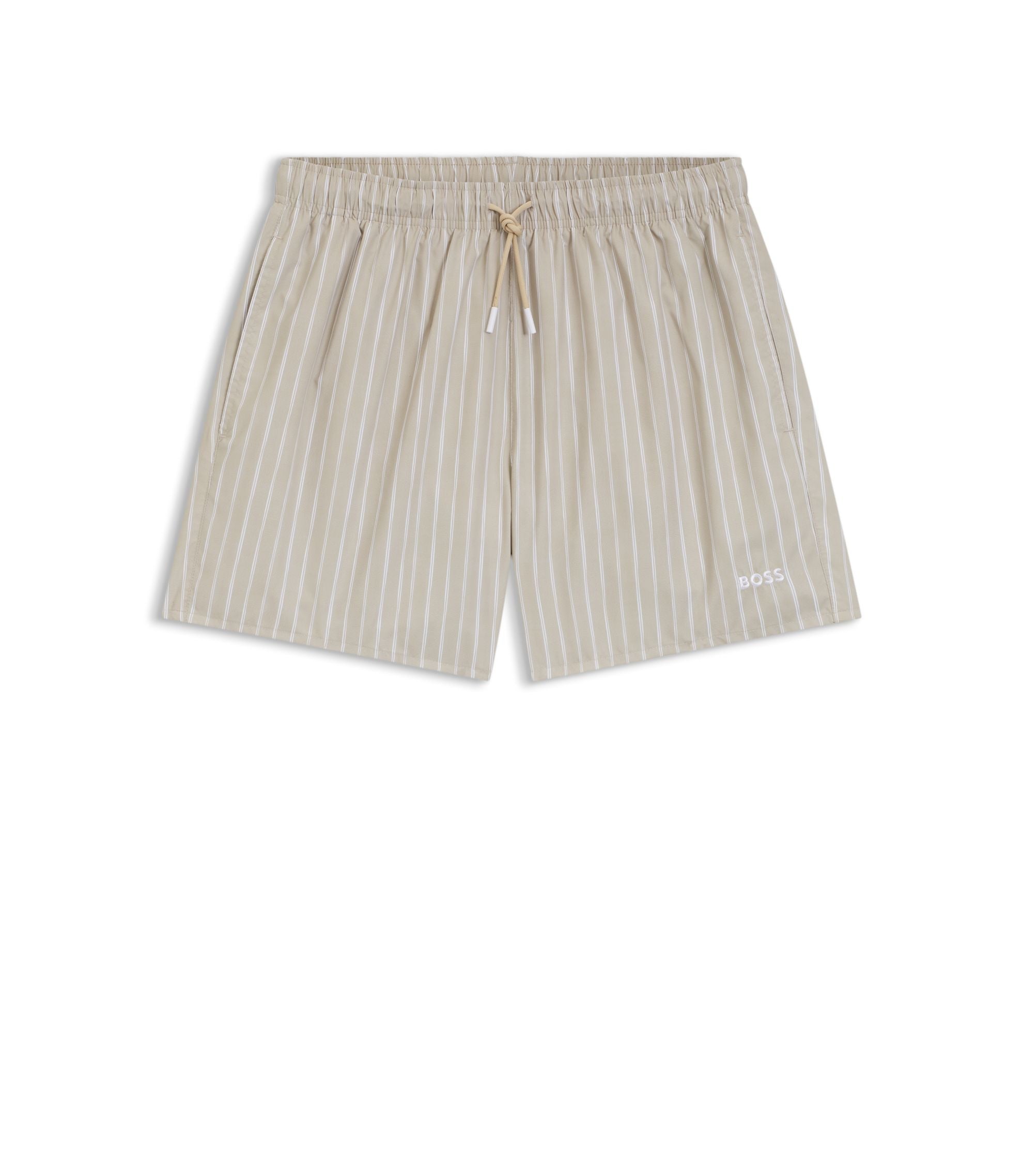 Boss Printed Swim Shorts In Quick Dry Fabric Light Beige