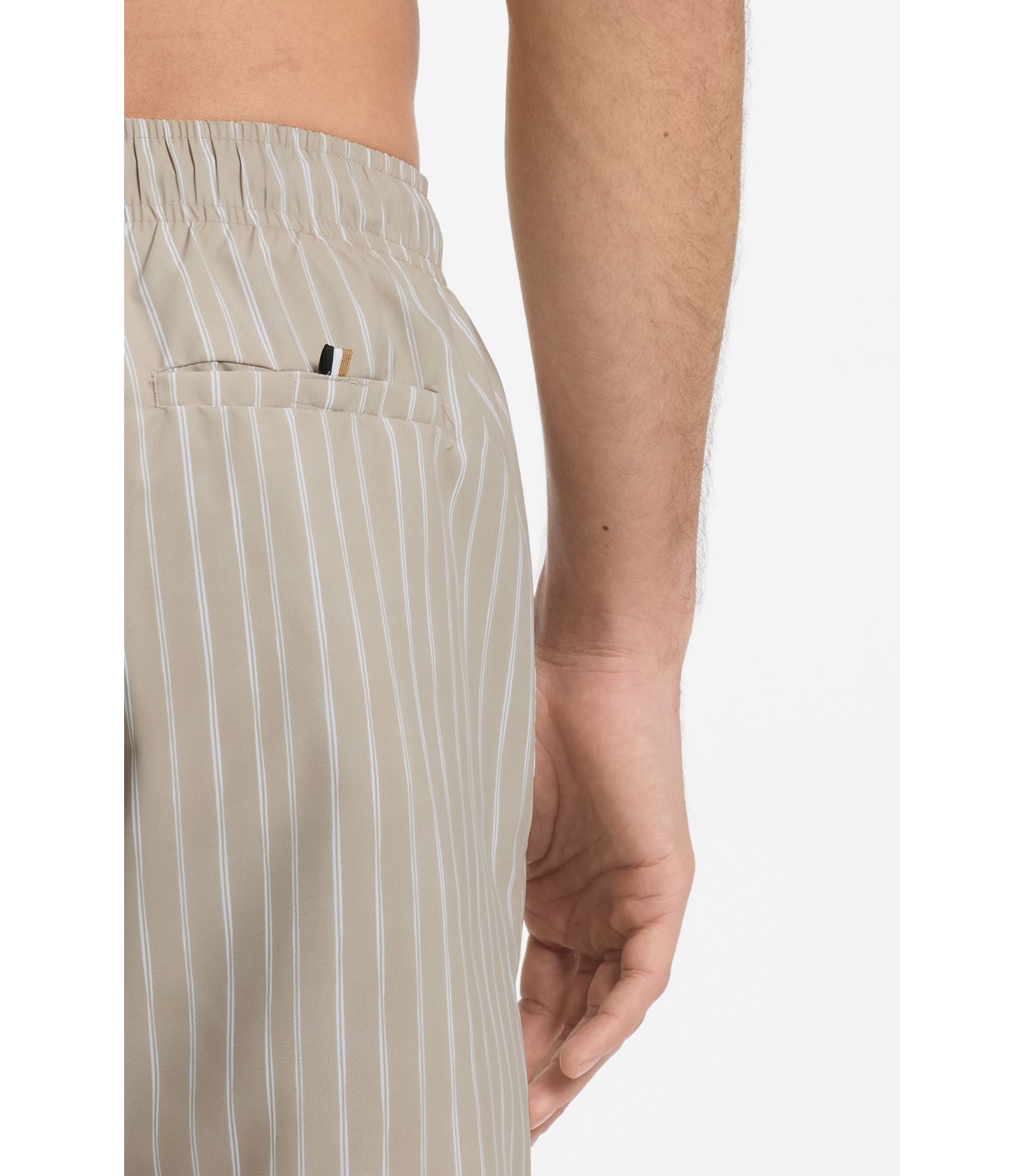 Boss Printed Swim Shorts In Quick Dry Fabric Light Beige