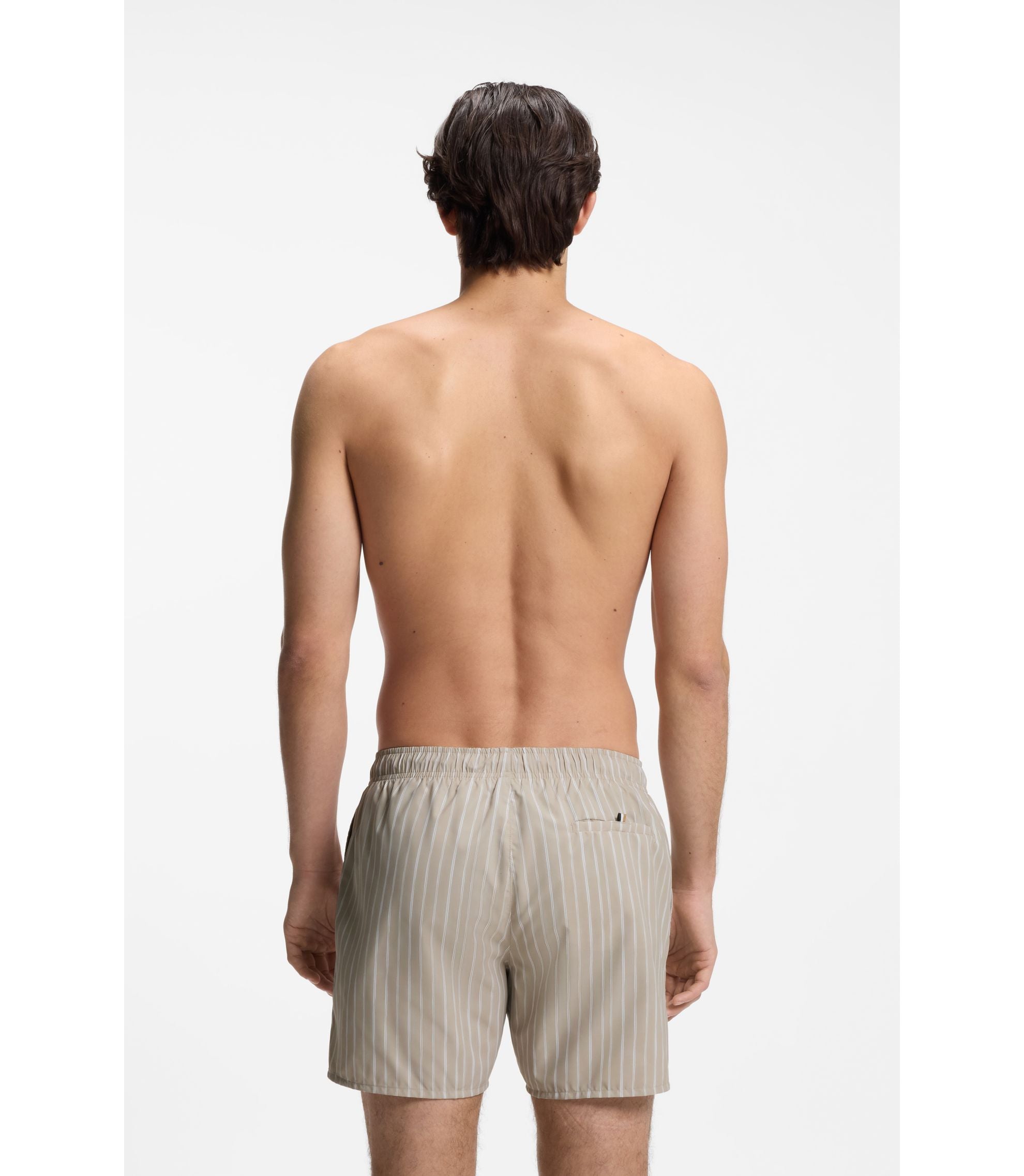 Boss Printed Swim Shorts In Quick Dry Fabric Light Beige