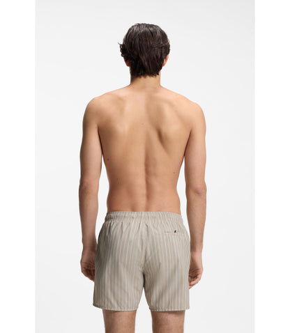 Boss Printed Swim Shorts In Quick Dry Fabric Light Beige