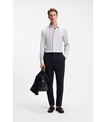 Boss Printed Slim Fit Shirt In Performance Stretch Jersey Light Beige