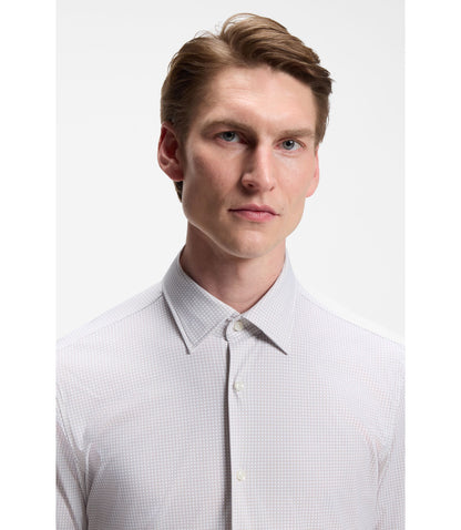 Boss Printed Slim Fit Shirt In Performance Stretch Jersey Light Beige