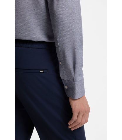 Boss Patterned Regular Fit Shirt In Cotton Jersey Dark Blue