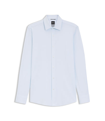 Boss Slim Fit Shirt In Italian Performance Stretch Jersey Light Blue