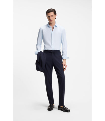 Boss Slim Fit Shirt In Italian Performance Stretch Jersey Light Blue