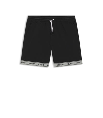 Hugo Mesh Swim Shorts With Jacquard Logo Tape Black
