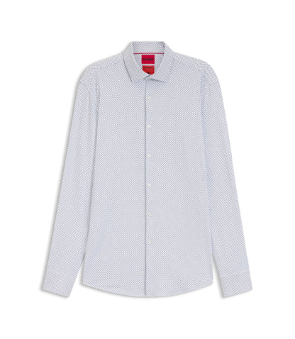 Hugo Printed Slim Fit Shirt In Stretch Jersey White
