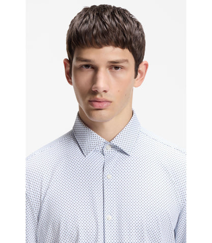 Hugo Printed Slim Fit Shirt In Stretch Jersey White