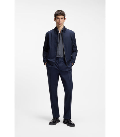 Hugo Printed Slim Fit Shirt In Stretch Jersey Dark Blue