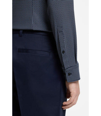 Hugo Printed Slim Fit Shirt In Stretch Jersey Dark Blue