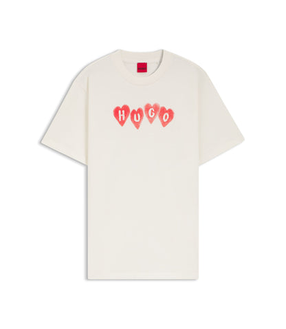 Hugo Heart Logo T Shirt In Cotton Jersey White Women's