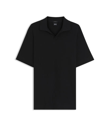 Boss Jacquard Pattern Polo Shirt With Johnny Collar Black