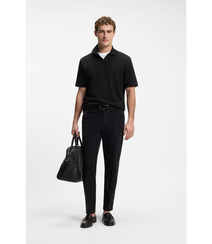 Boss Jacquard Pattern Polo Shirt With Johnny Collar Black