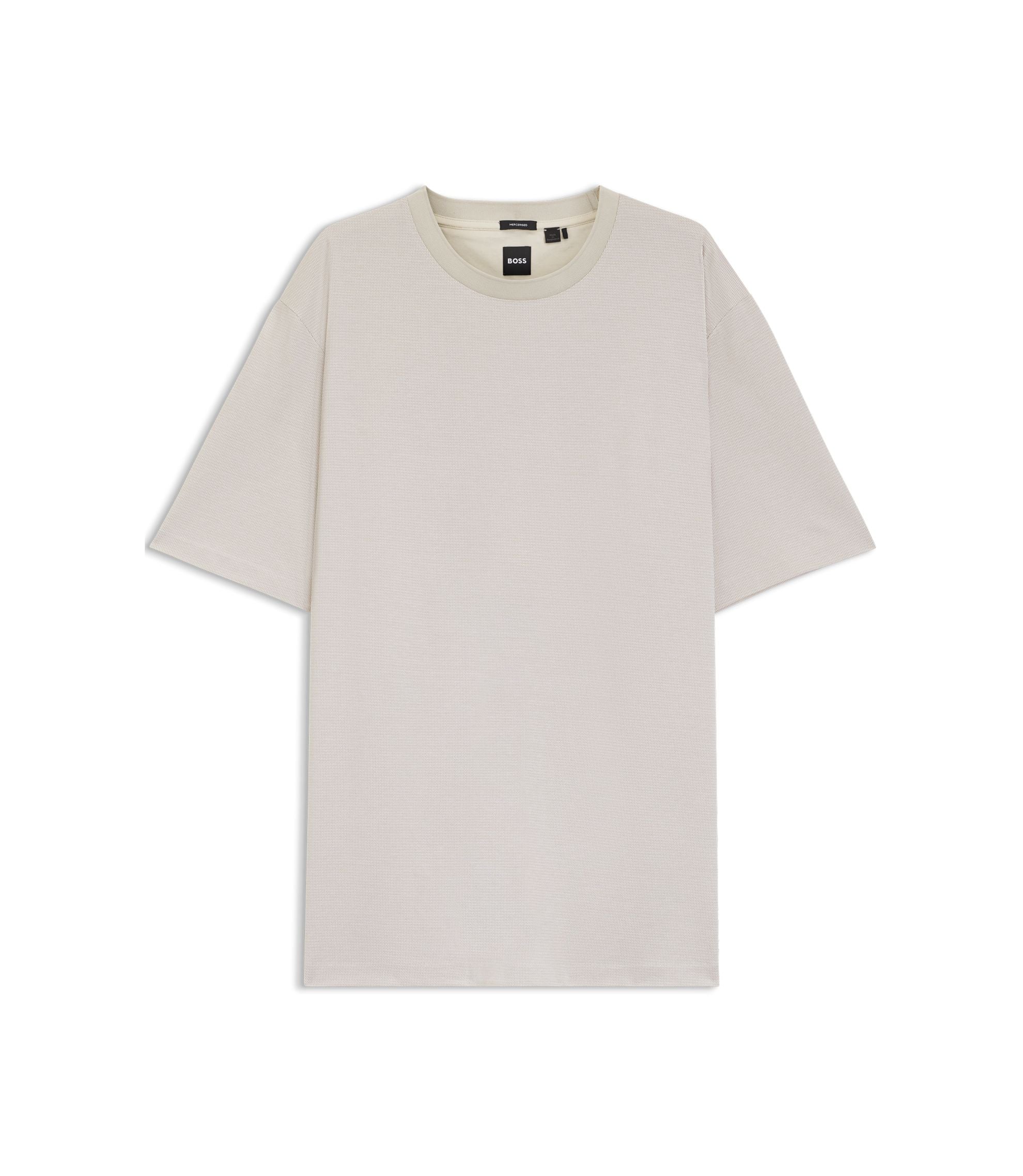 Boss Regular Fit T Shirt In Micro Patterned Mercerized Cotton White