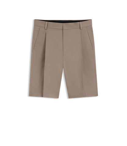 Hugo Relaxed Fit Shorts In Stretch Cotton Twill Light Brown