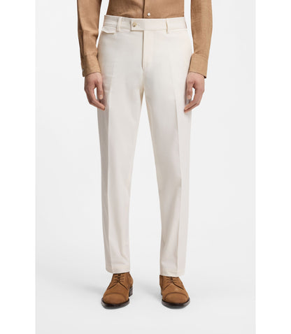 Boss Easy Iron Tapered Fit Trousers In Stretch Cotton Poplin White
